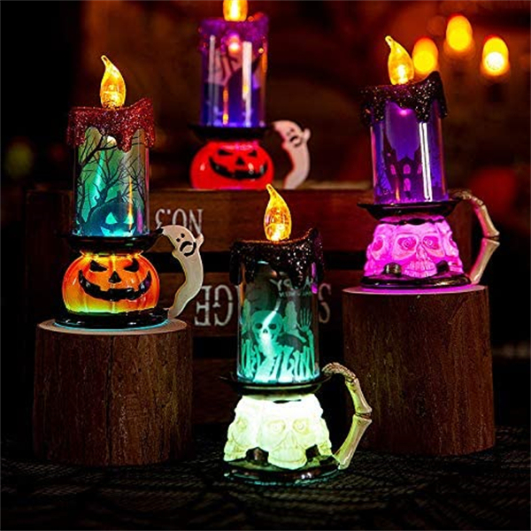 Halloween Candle Lights, Decorative Creative Electronic Candle Lights, Skull Pumpkin Lights, Halloween Creative Decorations
