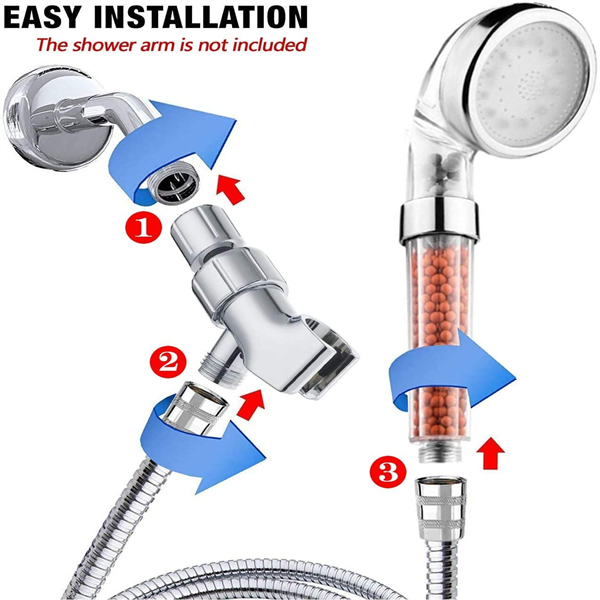 maidodo LED Shower Head with Hose and Shower Arm Bracket, High-Pressure Filter Handheld Shower for Repair Dry Skin and Hair Loss - 7 Colors Change Cyclically