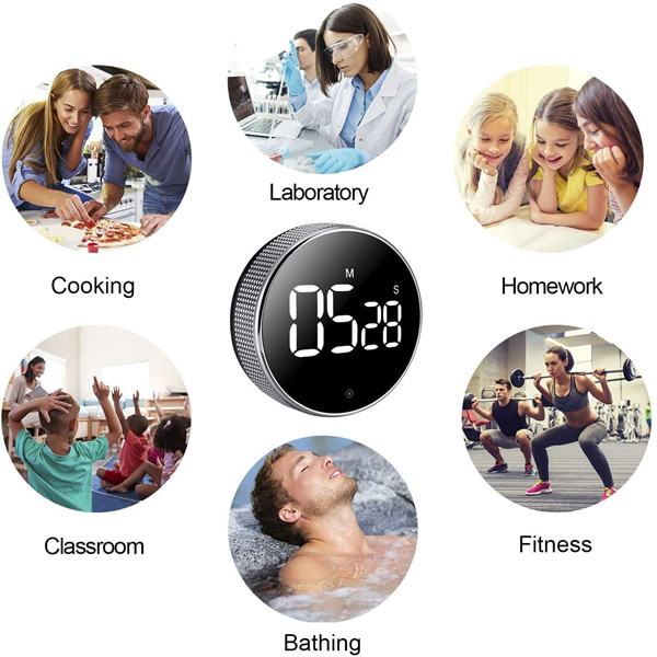 Maidodo Kitchen Timer, Magnetic Countdown LED Digital Timer，Twist One Button Operation for Teacher Kids and Elderly,for Classroom Home Work Fitness (Acrylonitrile Butadiene Styrene, 3 INCH)