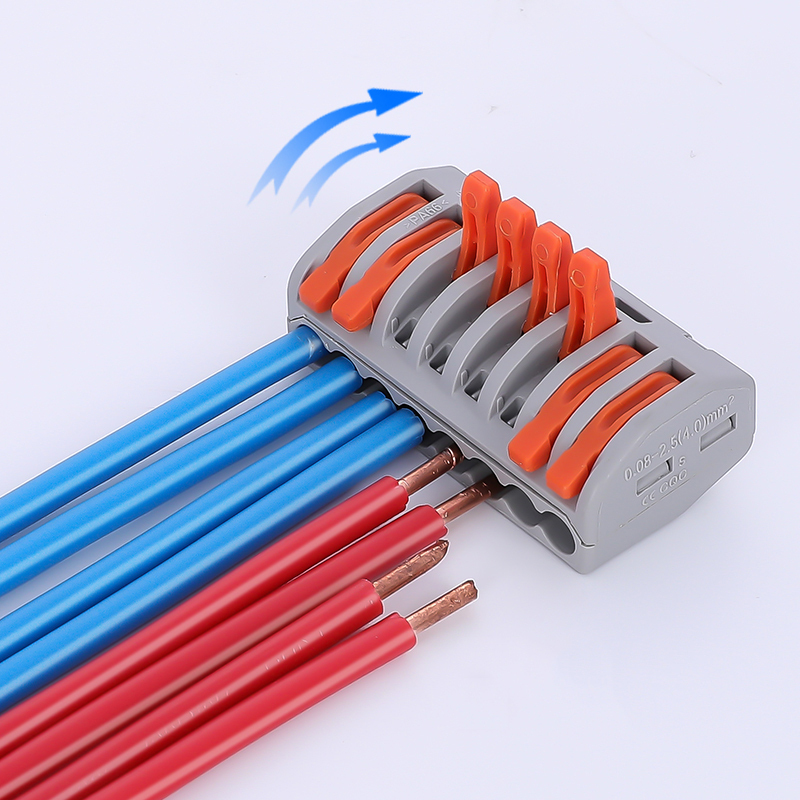 222-418 bornes de câblage universelles compactes,mini connecteurs rapides à pousser 8 entrées (lot de 10)
