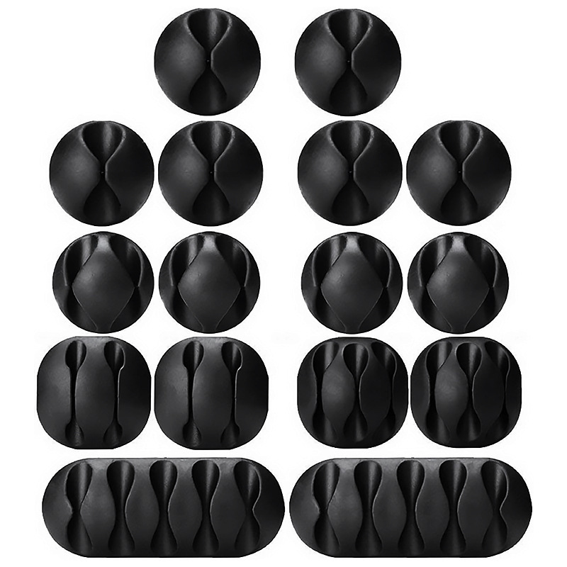 Cable Clips 16 Pack Black Adhesive Cord Holders Ideal Cable Cords Management for Organizing Cable Wires Electrical Home Office Desk