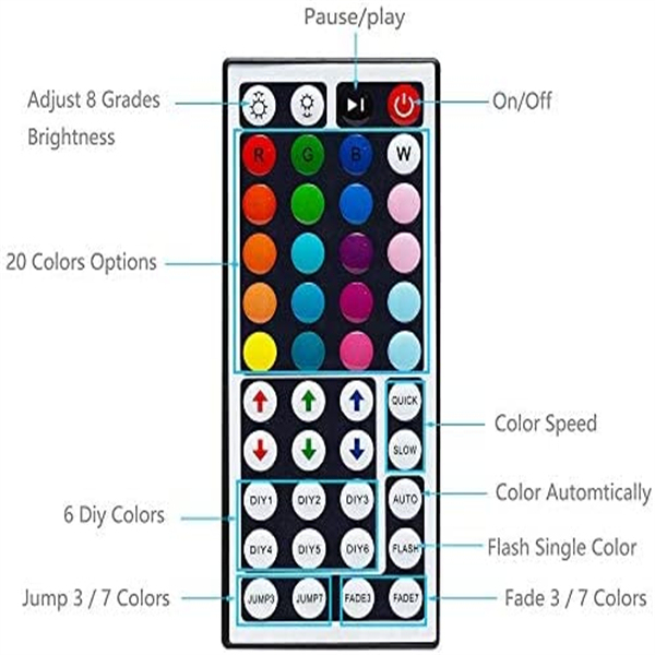 RGB Led Strip Lights Color Changing with Remote for Bedroom, Room Lighting, Kitchen, Home, Indoor (32.8 FT)