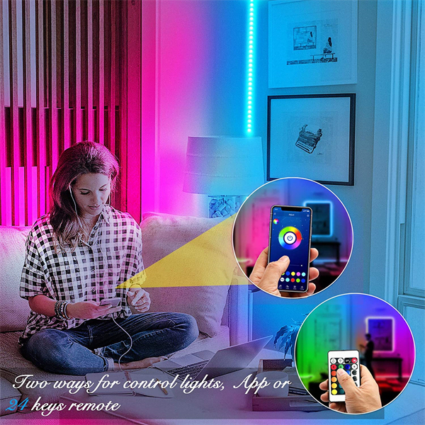 Led Strip Lights 50ft Smart Light Strips with App Control Remote, 5050 RGB Led Lights for Bedroom, Music Sync Color Changing Lights for Room Party