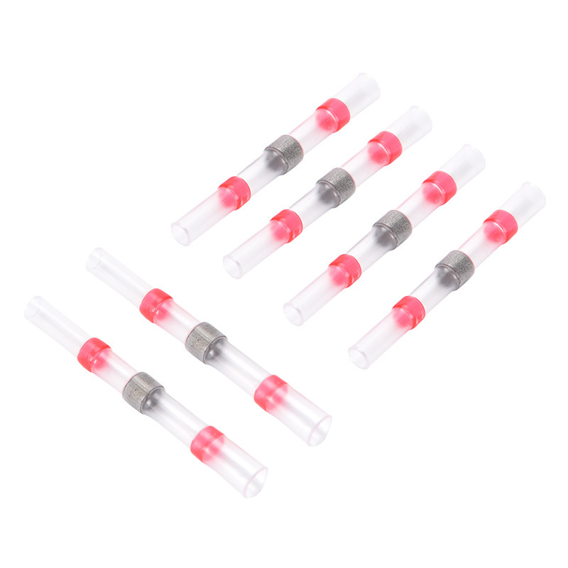 100pcs Solder Seal Butt Connectors 22-18 AWG Red Waterproof Heat Shrink Wire Connectors Automotive Marine Electrical Terminals