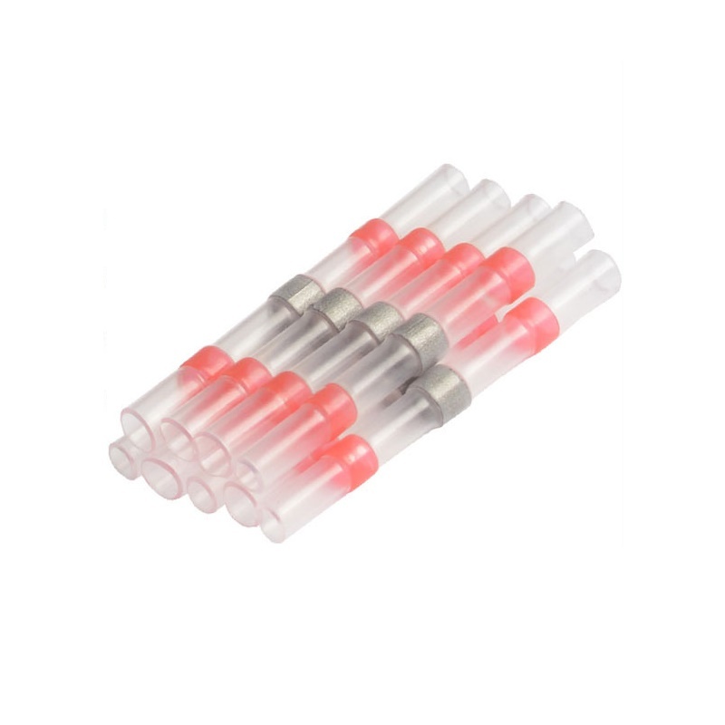 100pcs Solder Seal Butt Connectors 22-18 AWG Red Waterproof Heat Shrink Wire Connectors Automotive Marine Electrical Terminals