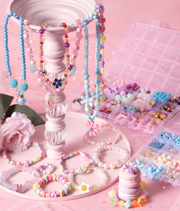 DIY Crafts Beads Children Beading Jewelry Crafts Making Kit Toy Unicorn Candy Bracelet Necklace Headband Making Gift for Kids Girls