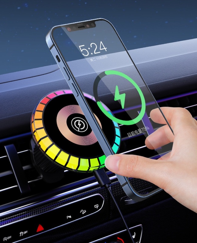 LED Light RGB Rechargeable Music Rhythm Pickup Light Colorful LED Ambient Light with Car Charger Car Phone Holder Mount