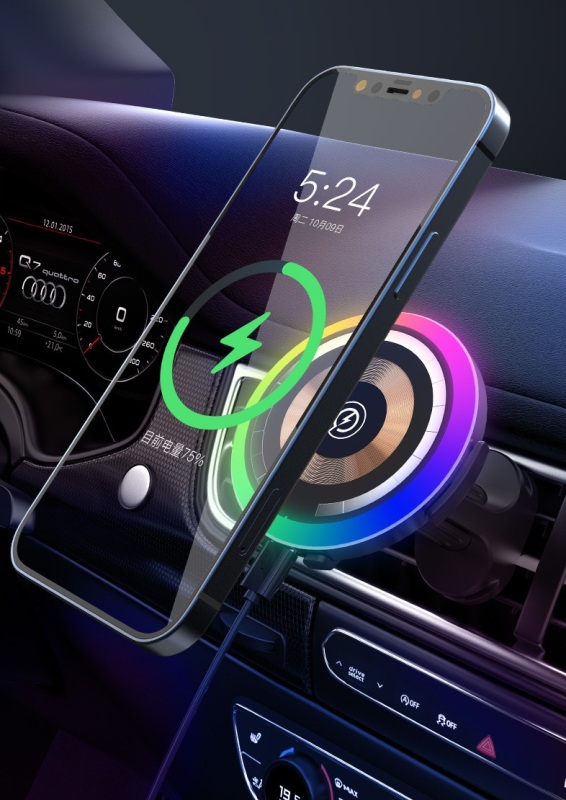 LED Light RGB Rechargeable Music Rhythm Pickup Light Colorful LED Ambient Light with Car Charger Car Phone Holder Mount