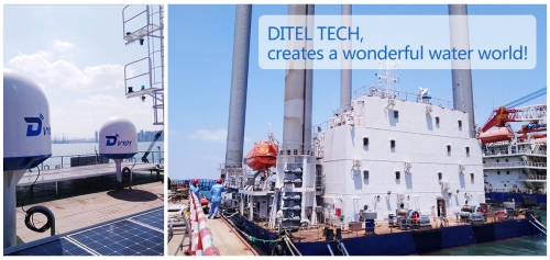 Dual DITEL V101 maritime satellite VSAT installed on an Offshore jack-up exploration test platform