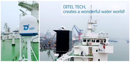 Dual DITEL V81 maritime satellite VSAT installed on a bulk carrier