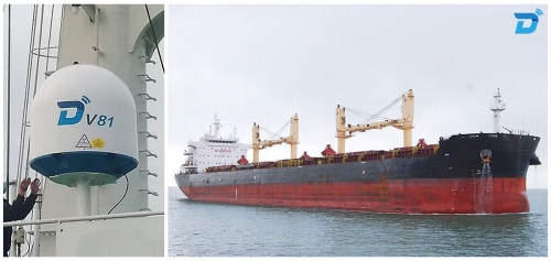 DITEL Dual 83cm Maritime VSAT Solution on a large cargo ship