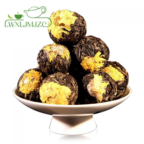 Yellow Chrysanthemums Blended Raw Puerh Tea Balls- Sheng Puer Tea-Green Pu-erh Tea Balls