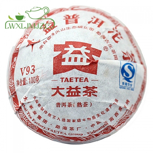 100g 2011yr Menghai Dayi V93 Ripe Puer Tea Cake Black Puerh Tea Shu Tuo Cha