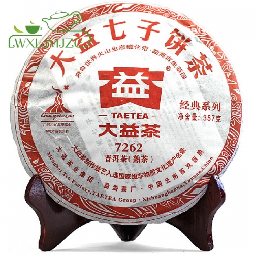 7262 * Мэнхай Dayi Пуэр чай торт 2010YEAR 357g Зрелый пуэр чай
