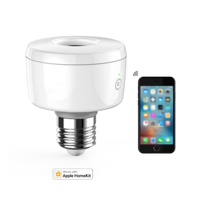 Wi-Fi Enabled Smart Socket E27 Light Bulb Adapter Works with HomeKit Support Siri Voice Control Home App Schedules Timers