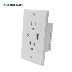 Zemismart WiFi US In Wall Outlet Work With Alexa Google Home Mini Assistant With 2 Outlet and One USB Port