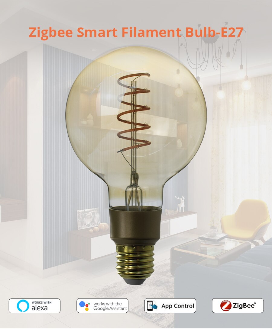 Zemismart Tuya Zigbee Led Filament Bulb E Vintage Edison Lamp G