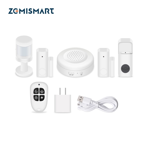 Zemismart Tuya WiFi Alarm Wireless Home Security System PIR Motion Detector Door Sensor 433Mhz Remote Smart Home Burglar Kits