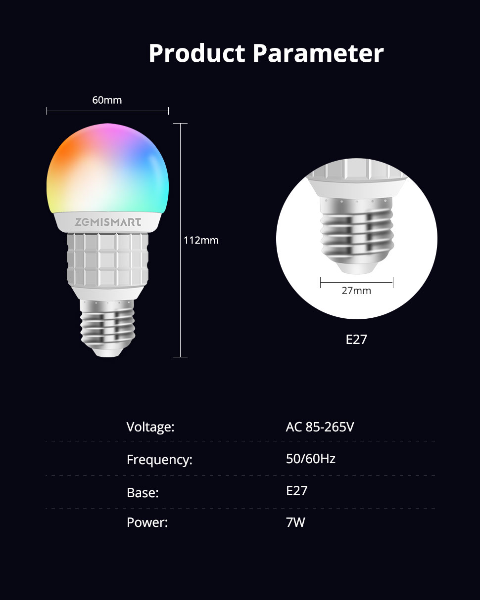 Zemismart Wifi Matter Certified Bulb Rgb E Dimmer Enable Homekit