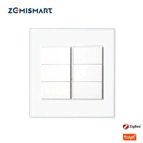 Zemismart 6 Gangs Tuya Zigbee Wall Light Switch Smart Push Button Interrupter with Neutral Alexa Google Home Control Timer