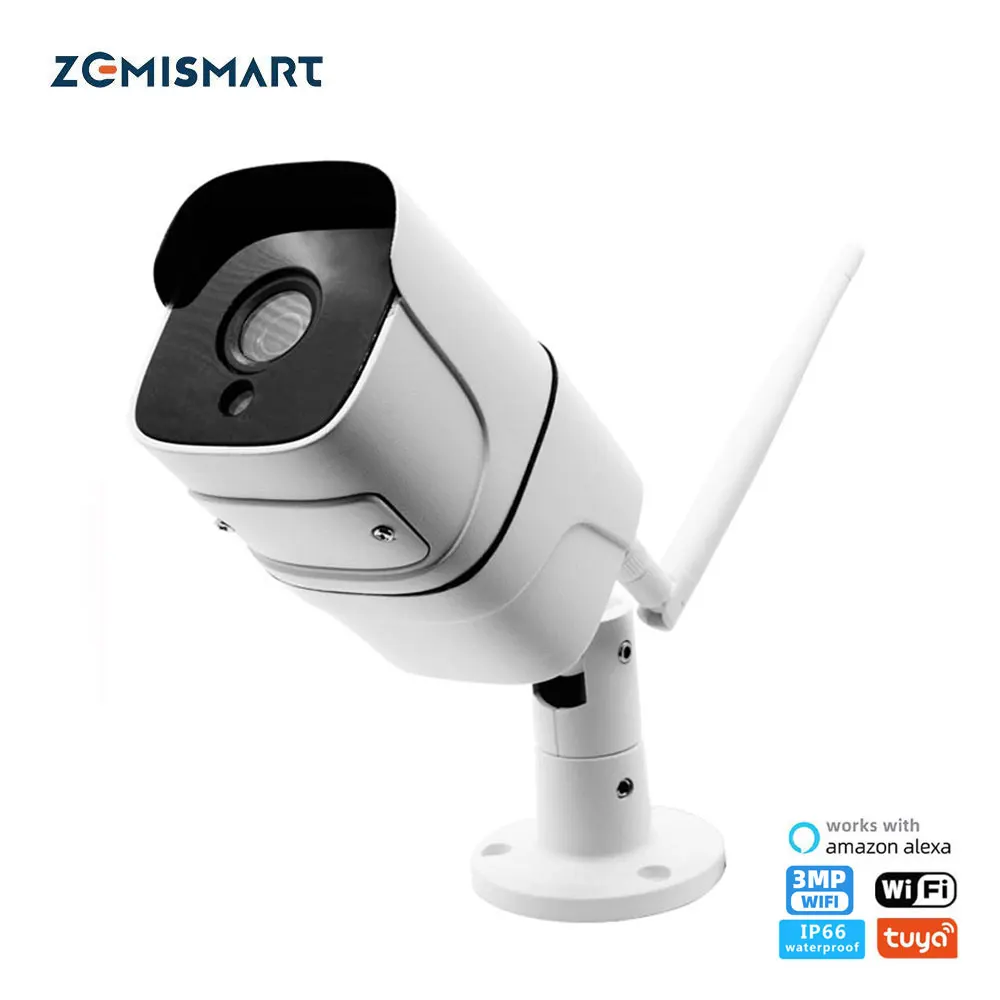 Zemismart Tuya WiFi CCTV Camera IP66 Waterproof Outdoor Intercome Work with Alexa Echo Show Smart Home Security Alarm