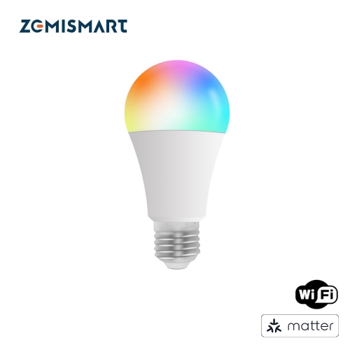 Zemismart Matter Over WiFi Smart Light Bulb 9W E27 RGBCW 120V 220V Dimmable Siri Alexa Google Home  Smartthing Control with FCC