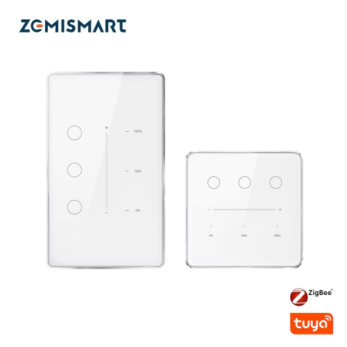Zemismart Tuya Zigbee Smart Dimmer Switch 3 Gang Neutral Required Brightness Adjustment  App Google Home Voice Control Timer Function
