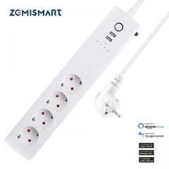 Zemismart Zigbee 16A USB EU smart power strip voice control Amazon Alexa plug socket