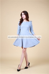 B1771 сплошной цвет с длинными рукавами платья женщин, горячие продажи сексуальное мини-платье моды