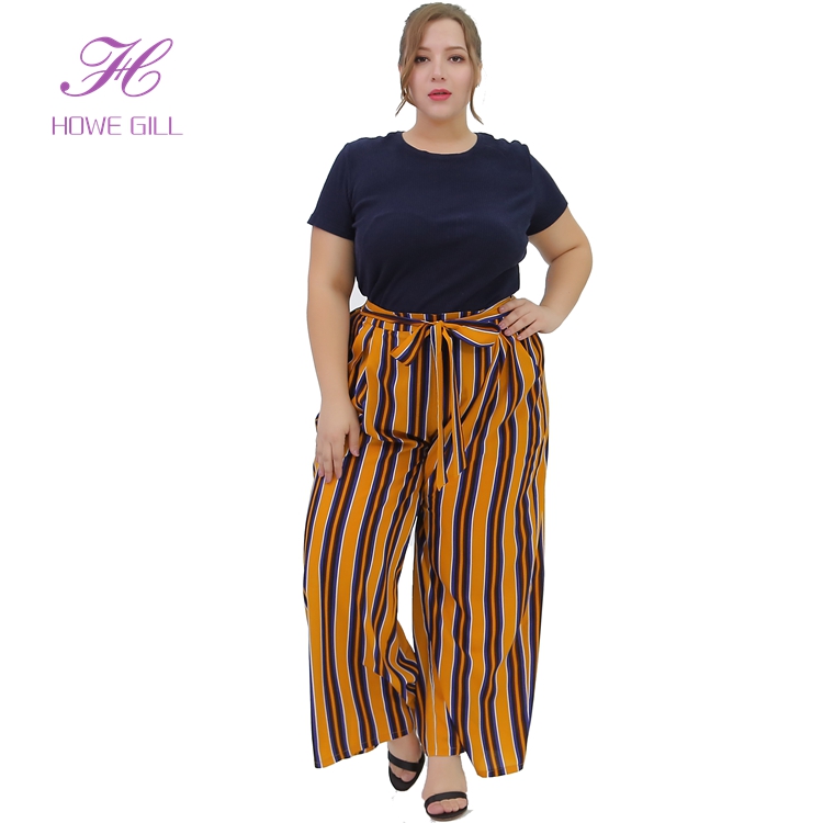 striped trousers plus size