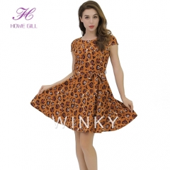 Señoras Casual Estampado de leopardo Mujeres corto nuevo vestido de moda Mini