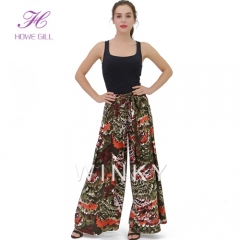 Модные цветочные брюки с высокой талией для женщин Palazzo