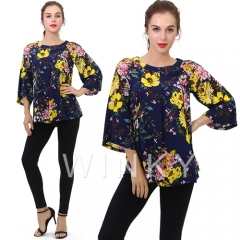 Bohemian Fashion Floral Flower Mulheres Impresso Blusas