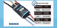 XC-401-MR, Designed for high end Muti-copter, 40 amps continuous, 2-6S Lipo, no BEC