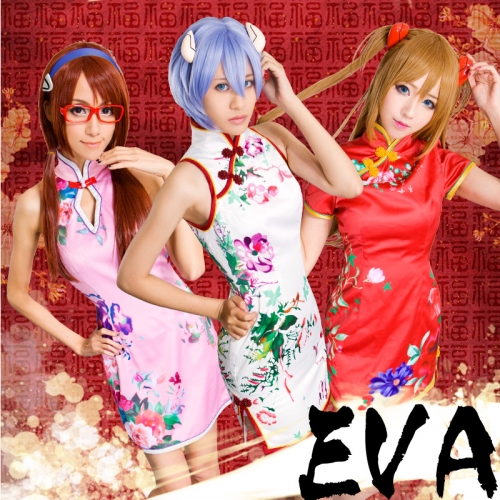 EVA Rei Asuka Mari Cheongsam Cosplay