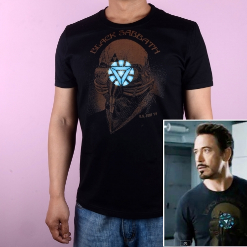 Robert Downey Jr. Iron Man 3 Avengers Black Sabbath Rock T-Shirt
