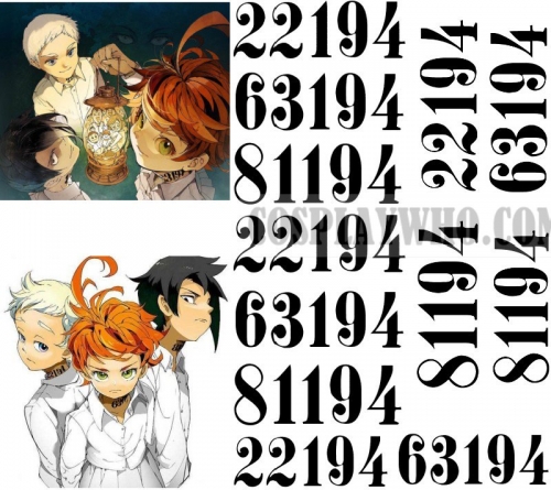 The Promised Neverland Emma Ray Norman Cosplay Number Tattoo
