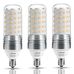 LOHAS LED Candelabra Bulb 100W Equivalent, Light Bulbs E12 Base (12W), 2700K Warm White, 1100LM, LED Corn Bulb for Ceiling Fans Light, Non Dimmable(3