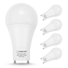 LOHAS 60W A19 Dimmable LED Light Bulbs, GU24 base, 2700k Warm White LED Bulb, 9Watt, 810 Lumens, CFL Light Replacement(4 Pack)