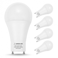 LOHAS GU24 base LED Bulb, 9Watt,  A19 Dimmable,  60 Watt Equivalent Daylight 5000K,810LM, 240 Degree Beam Angle (Pack of 4)