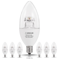 LOHAS LED Candelabra Bulb E12 Base, 60 Watt Light Bulbs Equivalent(6W), Daylight(5000K), LED Lamps for Ceiling Fan Fixtures, Home Lighting, Wall Light