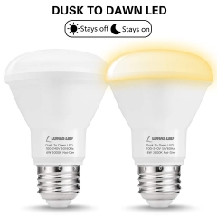 Light Sensor bulb, Dusk-to-Dawn Reflector Light, BR20 E26 6W, Soft White 3000K