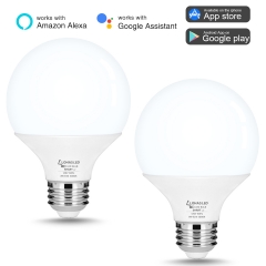 LOHAS Smart LED Bulb, G25 E26 8W 720LM, Dimmable,Daylight 5000K, Alexa, Google Home and Siri Compatible(2Pack)