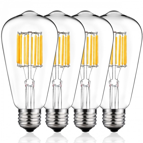 LOHAS ST64 Filament Vintage Light Bulbs, 10W(100W Equivalent), Edison LED Filament Light Bulbs suitable for Pendant, Chandelier, Lantern, 4 Pack