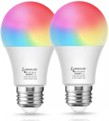 A19 Color Changing Light Bulb, 8W(60W Equivalent) Tunable White 2700K-6000K+RGB Smart Light Bulbs, 650LM, 2 Pack