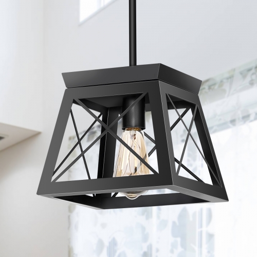 Black Farmhouse Pendant Light Fixture,Vintage Pendant Light Chandelier