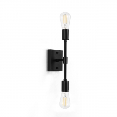 Indoor 2-Light Vanity Industrial Black Wall Sconce Lights for Kitchen Bedroom