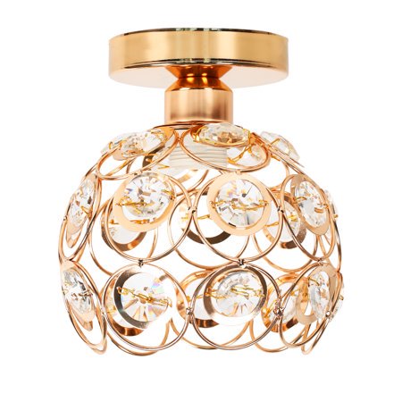 Antique Metal Crystal Flush Mount Ceiling Light,Gold