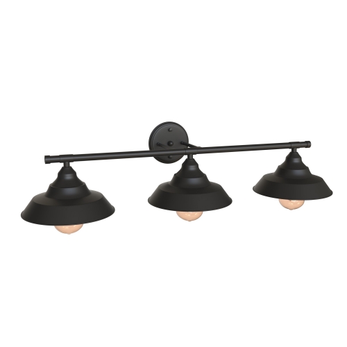 3 Light Bathroom Wall Vanity Light Fixture, Dark Black