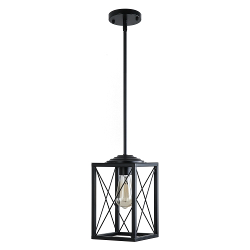 LOHAS 1-Light Farmhouse Pendant Light,Matte Black Hanging Light Fixture with 66 Inch Adjustable Chain,for Kitchen Island, Bedroom, Living Room